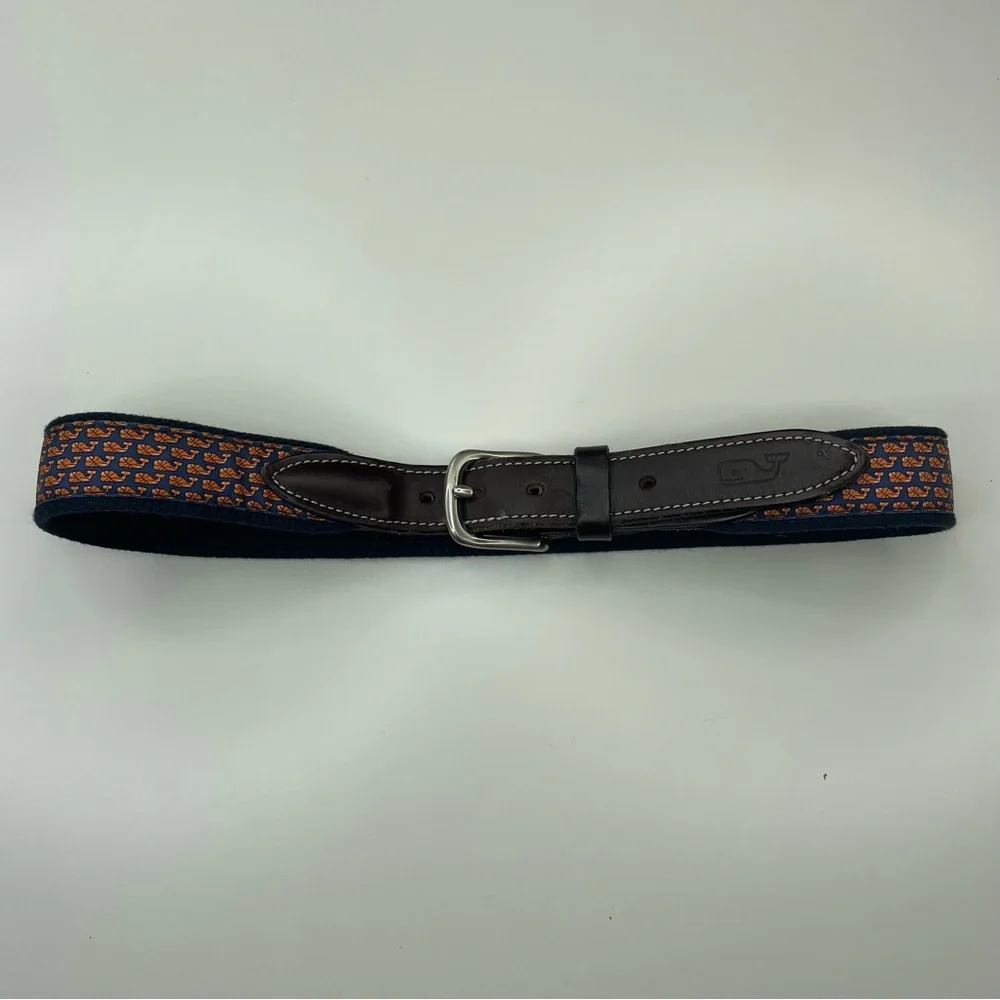 Vineyard Vines Classic Canvas and Leather Whale Basketball‎ Kids Belt size 26